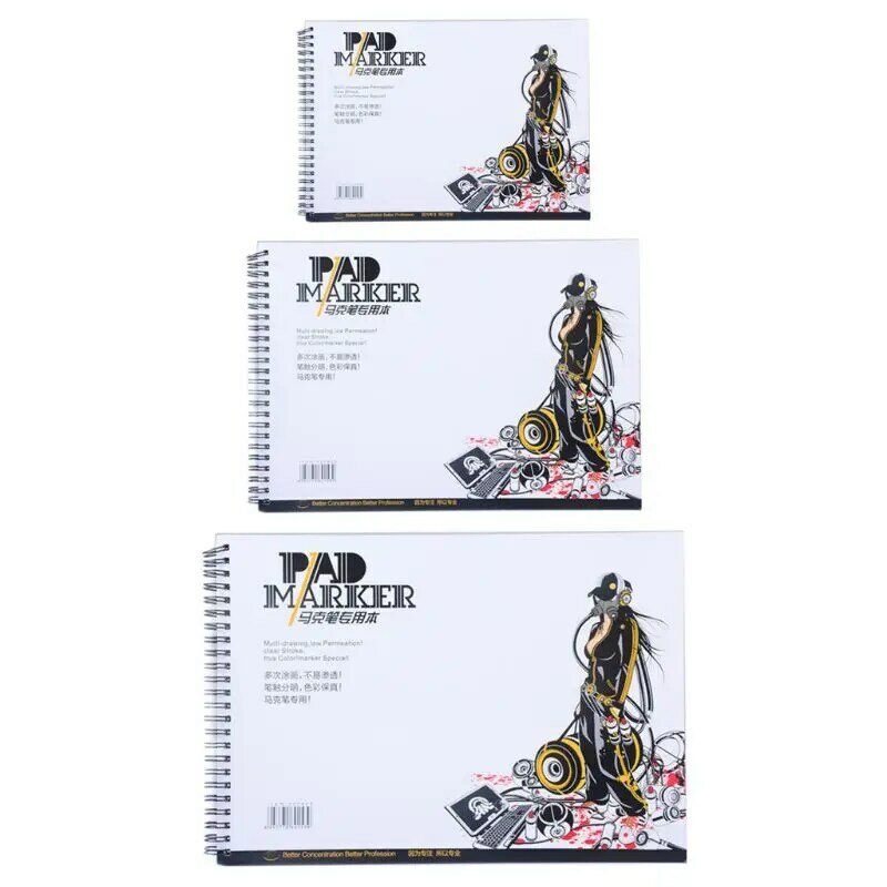 34 Sheet A3/A4/A5 Professional Marker Paper Spiral Sketch Notepad Book Painting Dropship