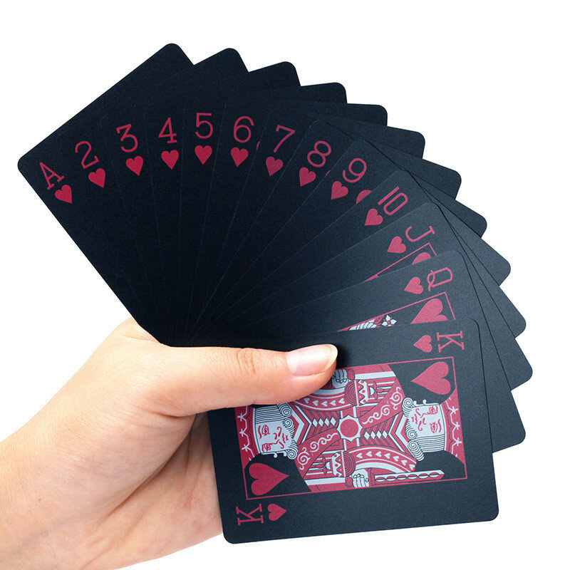 Qualität wasserdichte PVC-Kunststoff-Spielkarten Set Trend 54 stücke Deck Poker klassische Zaubertricks Werkzeug rein schwarz Magie Box-verpackt