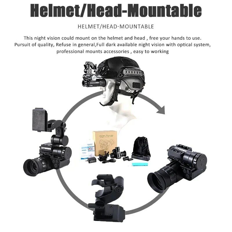 NVG10 HD IR Head-Mounted Night Vision Goggles 1-6X Black & White  Imaging Helmet Digital Viewer Monocular for Tactical Hunting