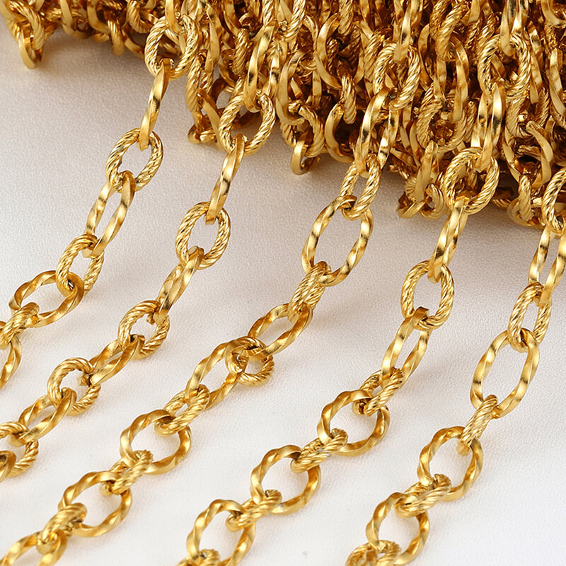 1 metr złoty kolor łańcuchy ze stali nierdzewnej gwiazda Link łańcuchy DIY dla kobiet naszyjnik bransoletka tworzenia biżuterii komponenty DIY nie wyblakłe