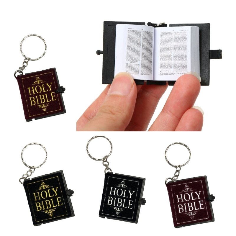 Y1ue bonito mini bíblia chaveiro saco pingente criativo pequeno livro chaveiro presente para menina