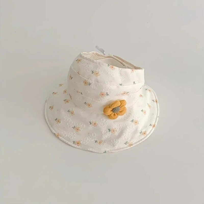 Sablon Bunga ว่างเปล่าหมวกกันแดดใหม่ปรับปีกใหญ่ได้หมวกและหมวกแก๊ปสำหรับเด็กหมวกกันแดดแบบบางสำหรับป้องกันแสงแดด