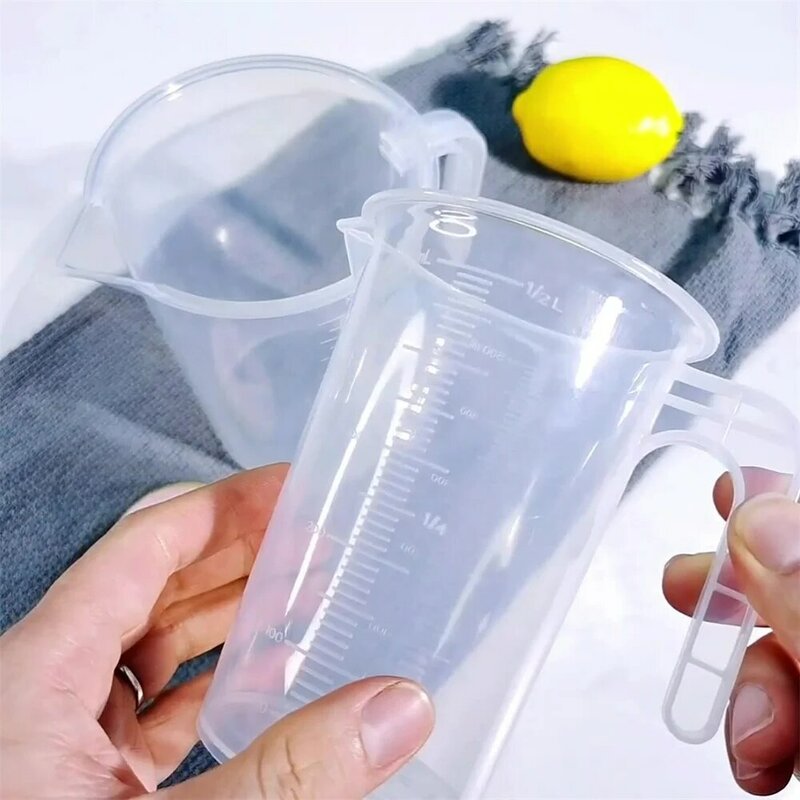 Taza medidora de plástico transparente con escala, tazas separadoras de grado alimenticio, herramientas de fabricación de joyas de resina epoxi para pasteles DIY, 100 ~ 5000ml