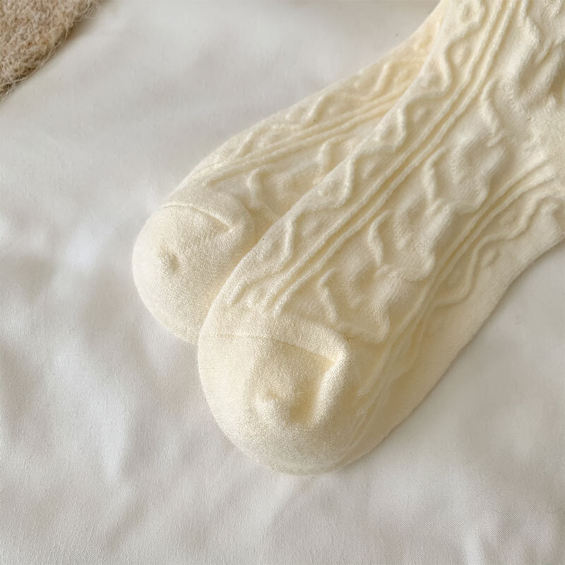 Vintage Wollen Sokken Dames Winter Verdikte Warme Mid-Tube Sokken Zoete Bubble Mond Kant Liefdevolle Hart Sokken