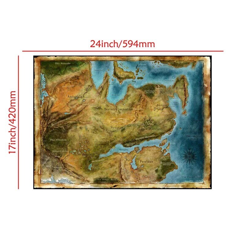 59*42cm Vintage Map Canvas Painting Retro Print Wall Art Poster Unframed Picture School Supplies Living Room Home Decor