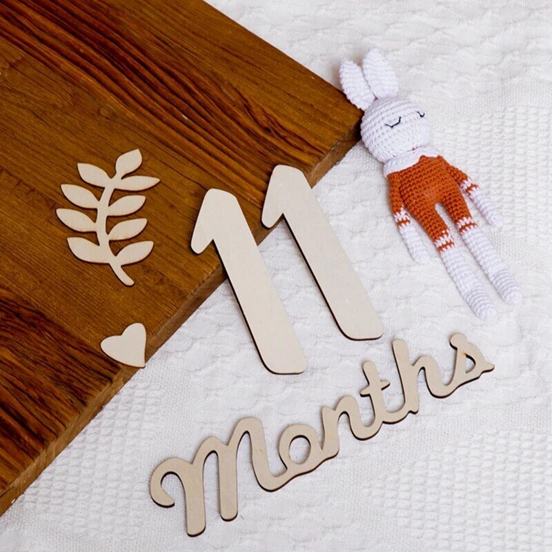 Kartu tonggak bayi peringatan pertumbuhan fotografi tonggak kayu aksesori bayi hadiah bulanan untuk bayi