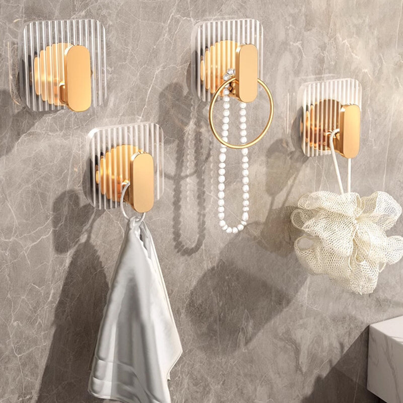 1/4PCS Self-adhesive Wall Hooks Acrylic Bathroom Hooks for Hanging Waterproof Luxury Adhesive Hook Towel Holder Home Accessories