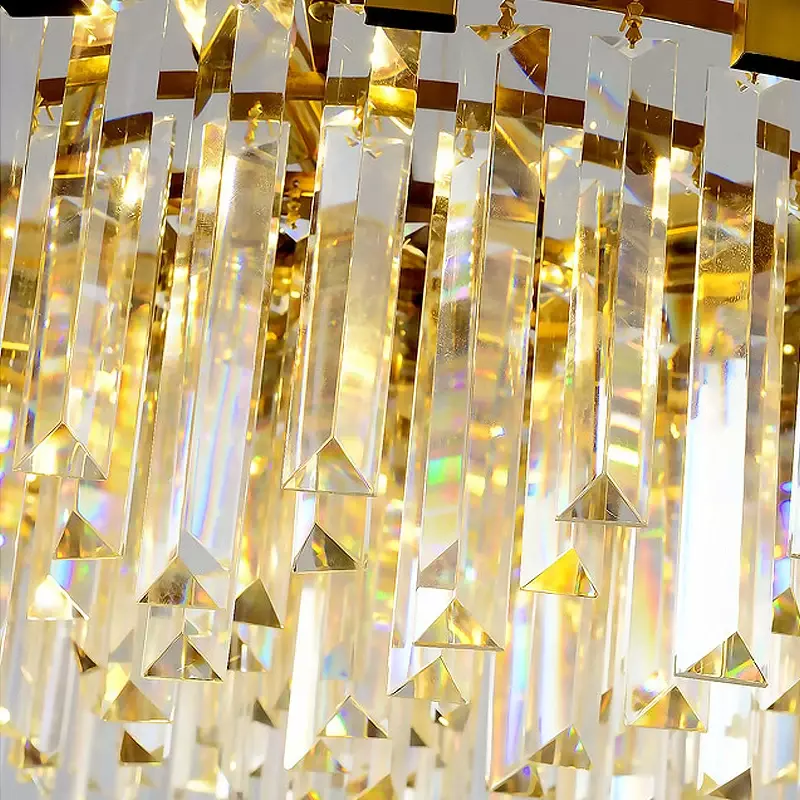 Modern Gold/Black Luxury Crystal Chandeliers LED Pendant /Ceiling Light Fixture for Living Room Hotel Hall Decor Hanging Lamp