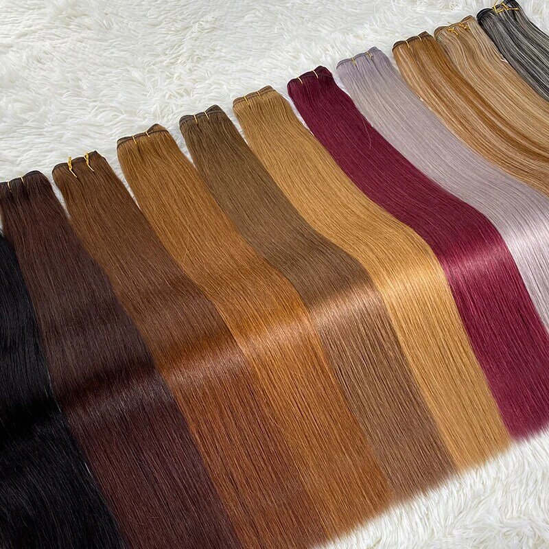 Shinehair 16-28 inci bundel jalinan rambut manusia alami 100% lurus berbagai warna untuk ekstensi rambut wanita belum diproses