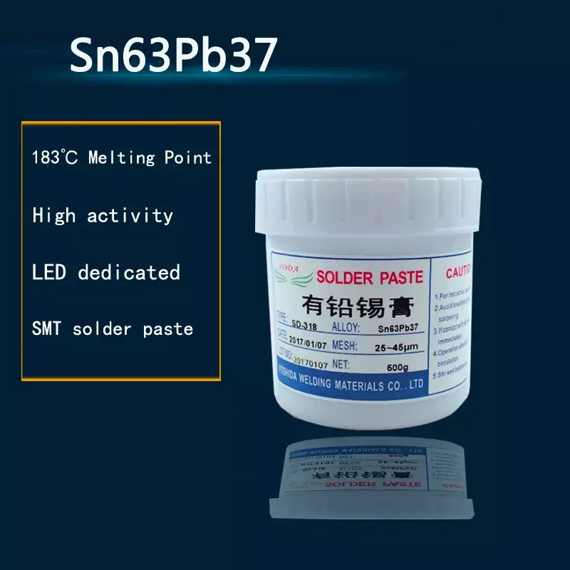 Pasta de solda para LED SMT, baixa temperatura, sem limpeza, chumbo, fluxo de solda BGA, Sn63Pb37, 500g, mais novo