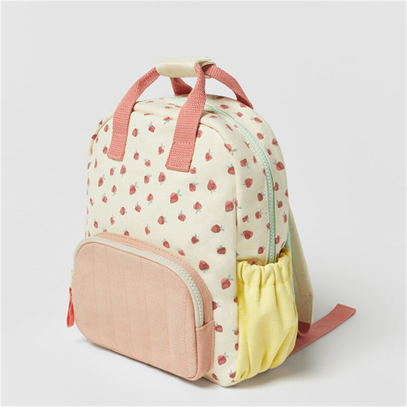 Индивидуальная Холщовая Сумка в виде клубники, детский рюкзак, школьный рюкзак для девочек с именем на заказ, рюкзаки для путешествий и закусок