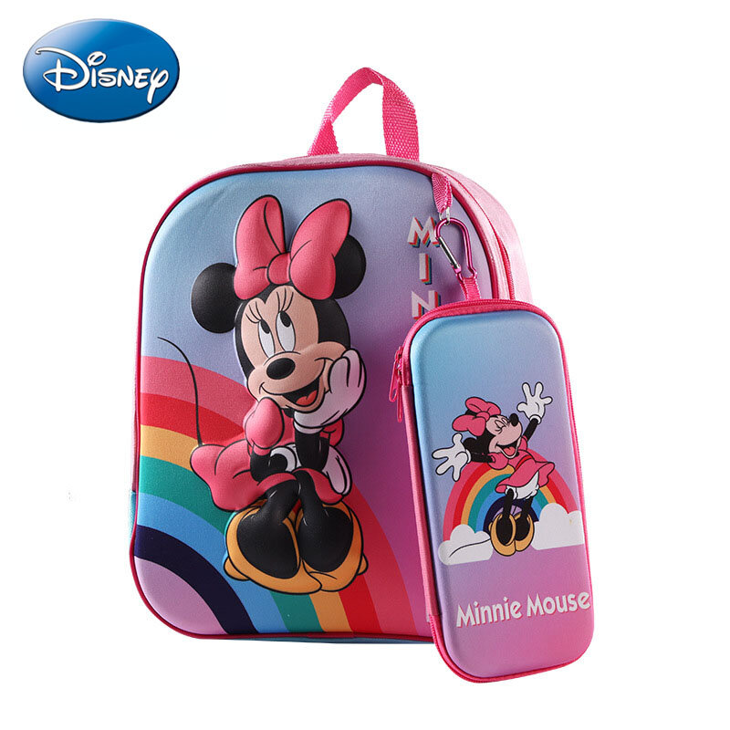 Disney-mochila de Minnie para niños y niñas, Bolsa Escolar de Frozen con estuche para lápices, Spiderman, guardería, preescolar