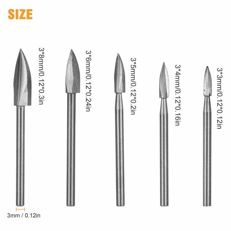 5 Pcs Wood Carving Engraving Drill Bit Rotary Tools Kit DIY Woodworking Drill Accessories For Wood Carving Enthusiasts