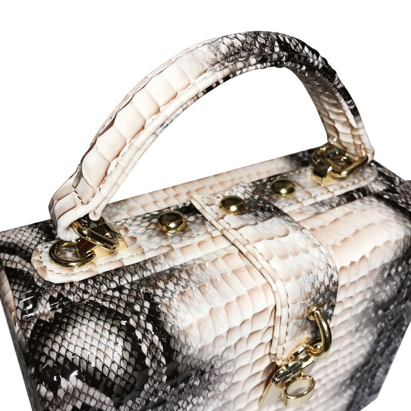 Women's Shoulder Evening Bag Handbag Y2k White Python Clutch PU Printed Leather Party Wedding Wallet Retro New Style
