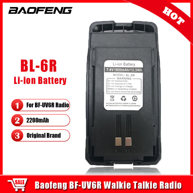 Baofeng-walkie-talkie BF-UV6Rバッテリー,1800mAh,スペアバッテリー,2ウェイ,オリジナルアクセサリー,UV-6Rモデル