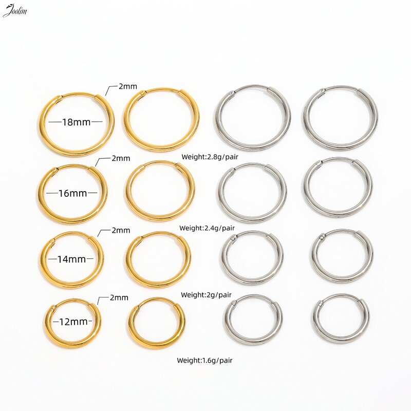 Joolim-Minimalista Basic Circle Hoop Brinco de aço inoxidável para mulheres, joia impermeável, PVD de alta qualidade, atacado