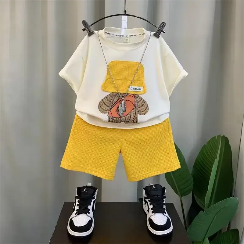 Kinder kleidung Jungen Sommer Set 2024 neue Kinder Baby Kurzarm T-Shirt Shorts zweiteiliges Set