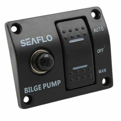 SEAFLO-bomba de sentina, interruptor de Panel de plástico negro, SFSP-015-02, 12V-24V