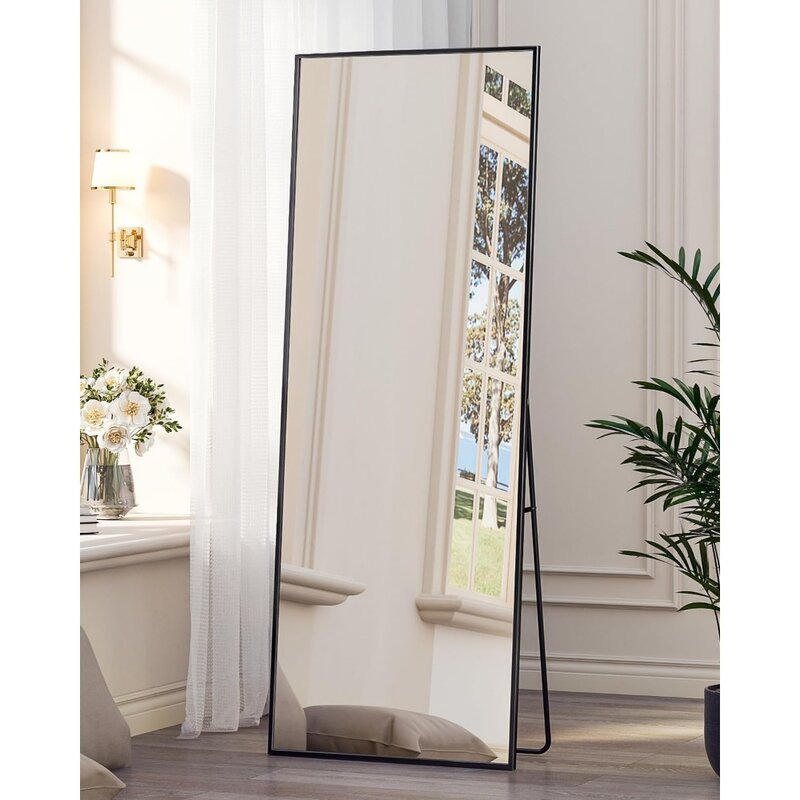 Miroir pleine longueur, miroir de sol en verre caractéristique, miroirs de sol rectangulaires sur pied, miroir mural en élasthanne pour la salle de séjour