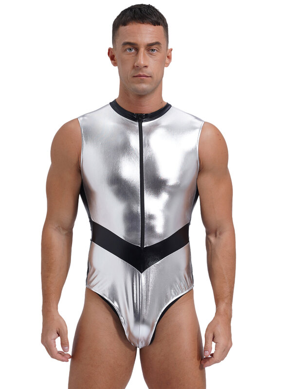 Costumes de cosplay d'astronome de galAct pour hommes, costume de batterie Spaceman brillant métallique, justaucorps à glissière avant, costume de fibre pour Halloween