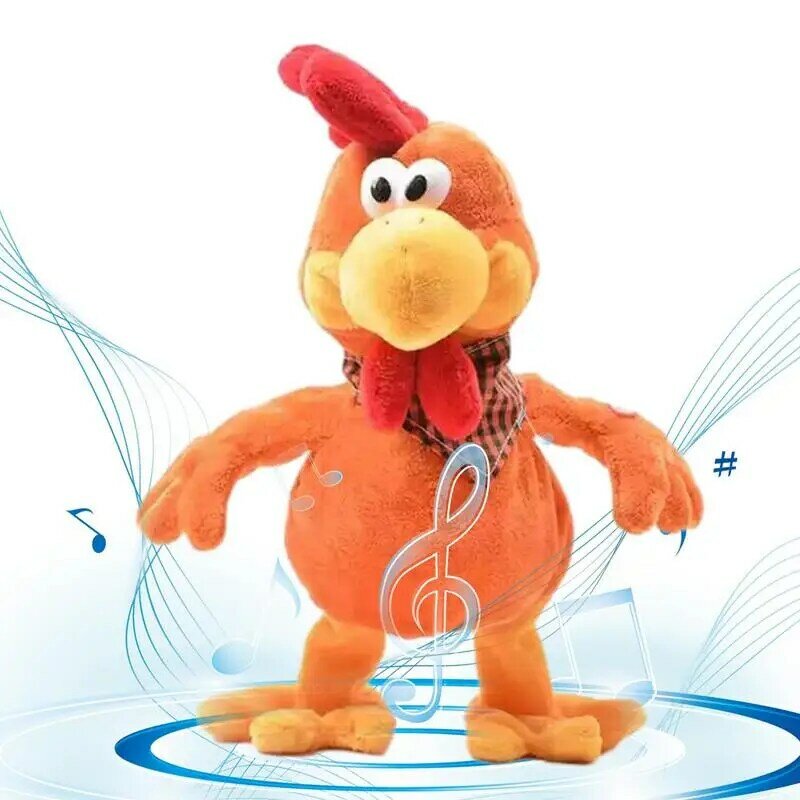 Cute Plush Rooster Falando brinquedo interativo Soft Electronic Stuffed Animal, cantando andando frango brinquedo presente de aniversário para crianças