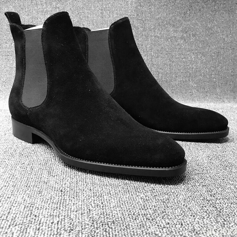 Мужские ботинки челси, черные, коричневые бархатные классические ботинки до щиколотки, Мужская обувь для прогулок, износостойкие женские ботинки, мужские ботинки