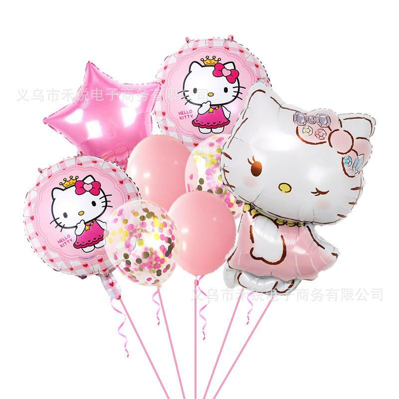 9pcs neue kawaii niedliche sanrio hello kitty Ballon Party metallische Luftballons Geburtstag Paket Szene Layout niedlichen Mädchen Geburtstags geschenk