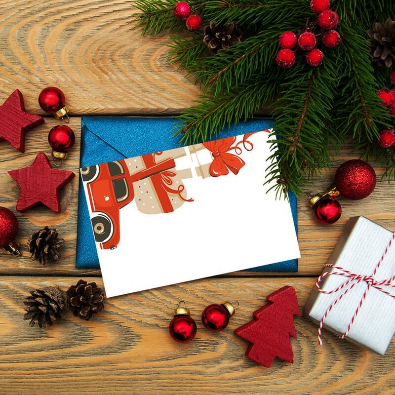 Feliz Natal cartões com Envelopes, cartões de férias, Papai Noel, cartões de ano novo, adesivos, 12pcs