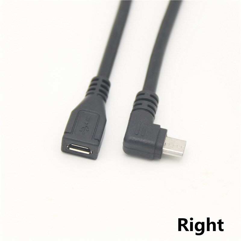 Macho para fêmea Micro cabo de extensão, cima e baixo, esquerda e direita, USB 2.0, 90 graus