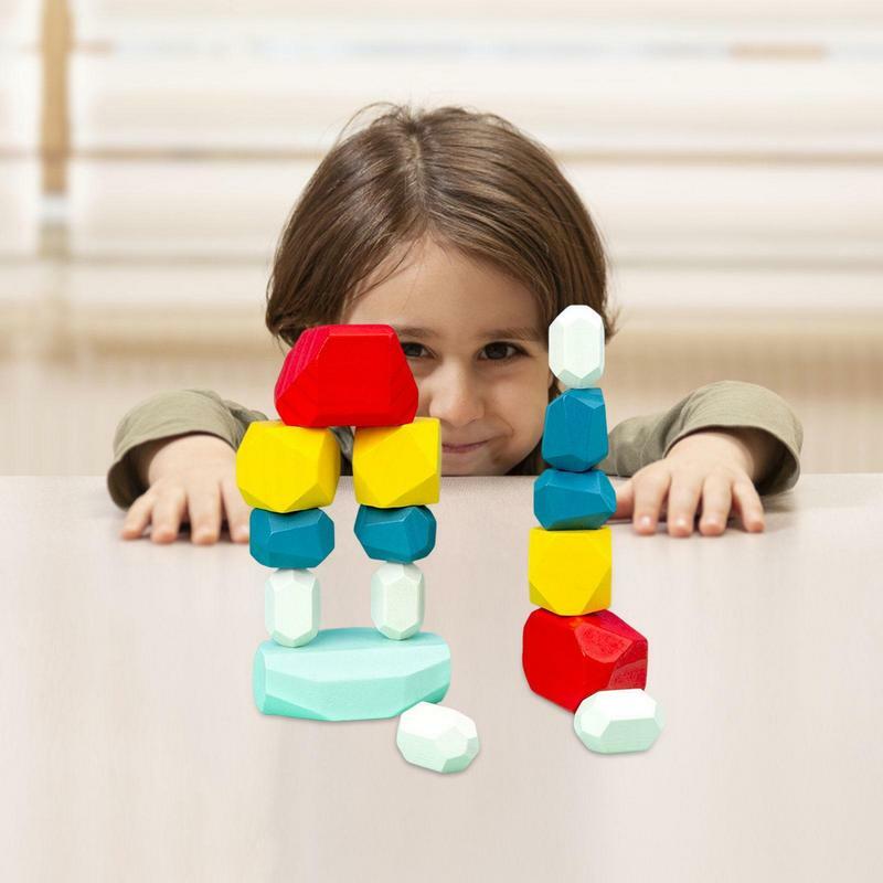 Wooden Rainbow Stones Colored Stones Building Games Creative Educational Toys Gifts For Kids Boys And Girls On Birthday