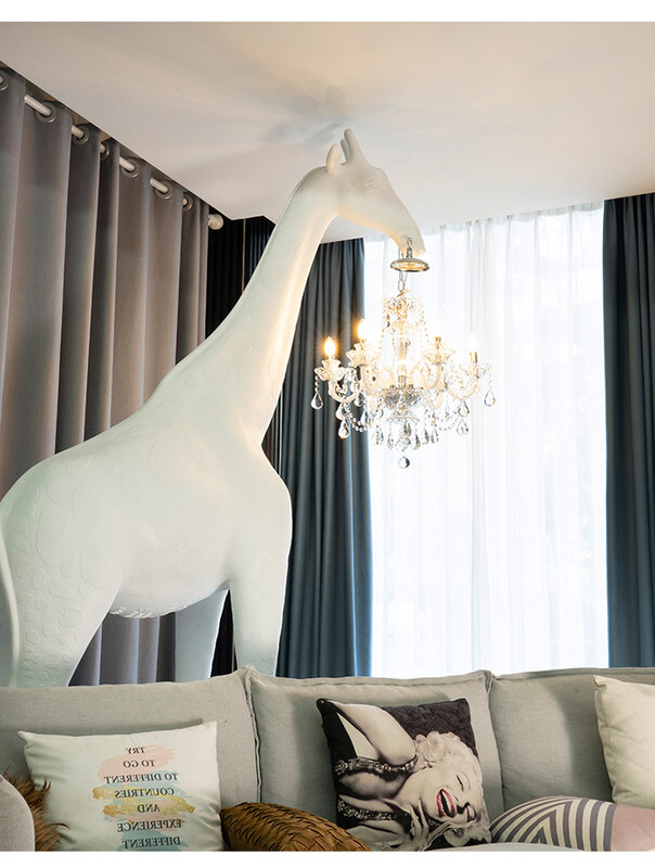 Lampe autoportante moderne suspendue en forme de girafe, Design artistique de Style nordique, luminaire décoratif d'intérieur, idéal pour une salle d'exposition, une personnalité ou la créativité