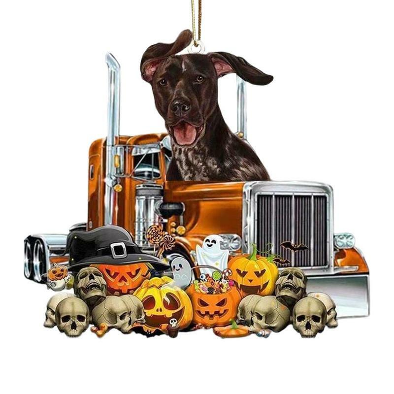 Dog Rearview Mirror Ornament Acrylic Rock Dog Pumpkin Pendant Not Easy To Break Vehicle Decorative Accessory For RVs SUVs Trucks