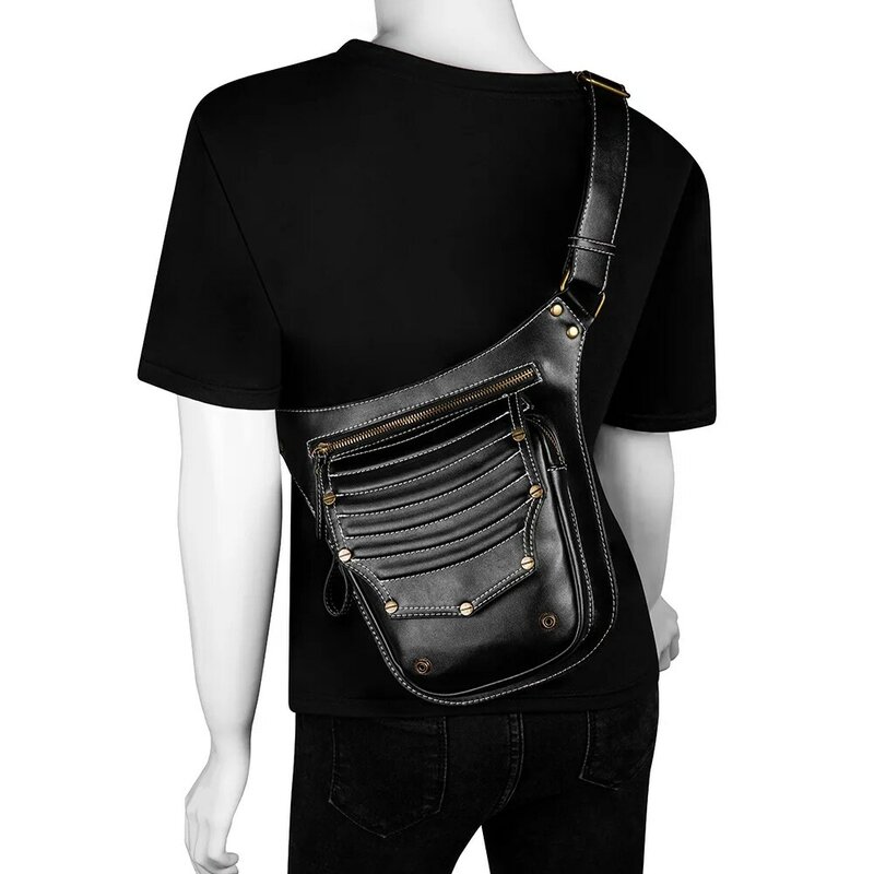 Punk Bag Female Retro Outdoor Women's Bag Trend Messenger Bag Men's Shoulder Bag Fanny Pack Leg Bag Pouch Bum Bag Waist Bag