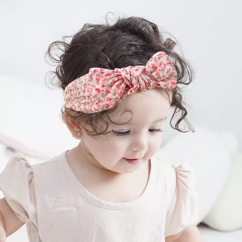 Baby Girls' Printing Elastic Headband, Acessórios para o cabelo infantil, Newborn Printing Bow, Fita bandagem da criança, Soft Bowknot, 3pcs por conjunto