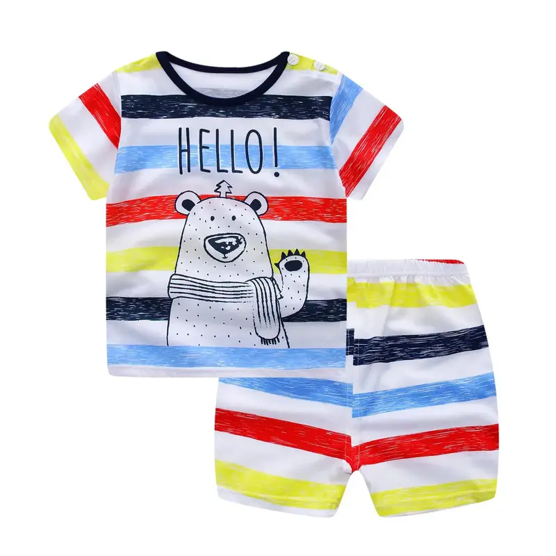 Set per bebè in cotone di marca per il tempo libero sport t-shirt + pantaloncini set abbigliamento per bambini vestiti per neonato