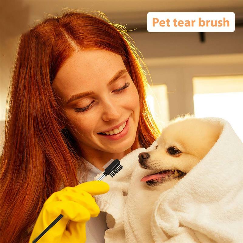 Cepillo de Peine de ojos para mascotas, removedor de manchas de desgarro, cepillo de aseo de Ojos de doble cara, eliminación de moco de corteza para perros y gatos pequeños