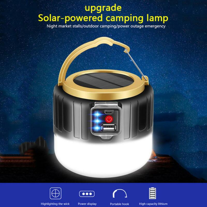 Lampe de camping solaire LED haute puissance, ampoule aste USB, lanterne de camping, lampe de secours, batterie, ampoule pour barbecue, randonnée