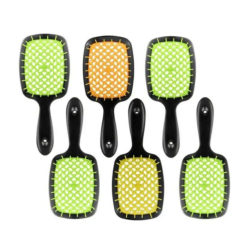 Hollow Comb, Square Massage Comb, Dry And Wet Blow Comb, Unknotted Hair Comb, Mesh Comb,Balloon Comb Green Women Men Multi