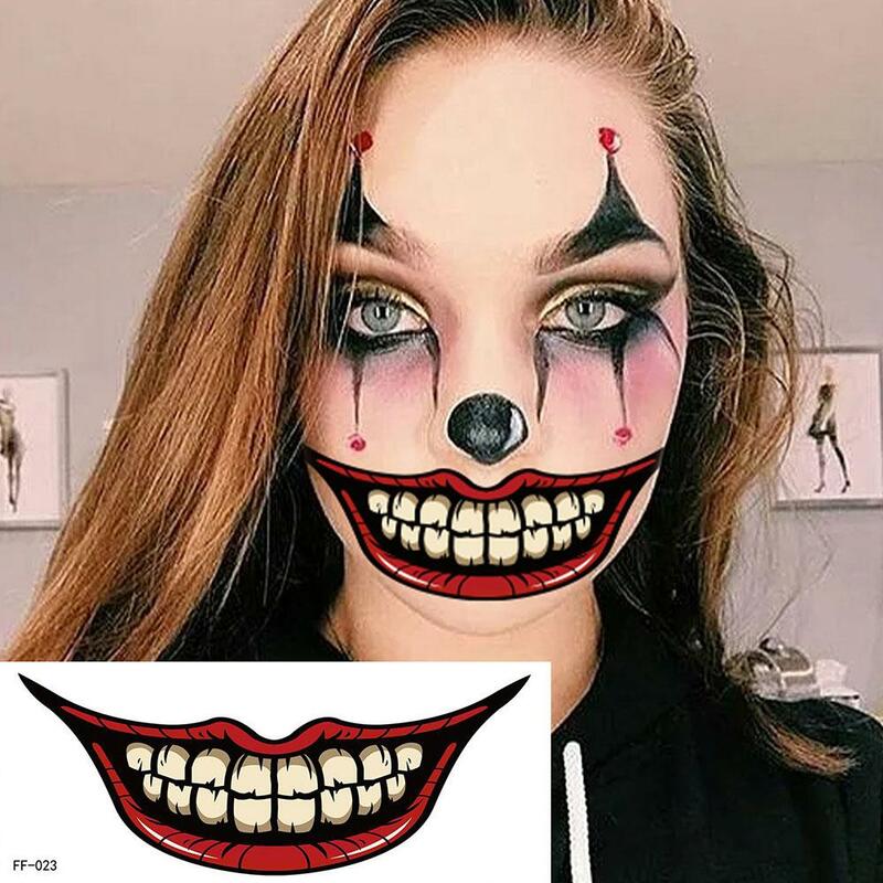 Pegatinas de tatuaje de PVC para Halloween, 1 piezas, labios de terror, pegatinas DIY, tatuajes de boca grande, impermeable, maquillaje divertido, sonrisa, labios, herramienta de belleza