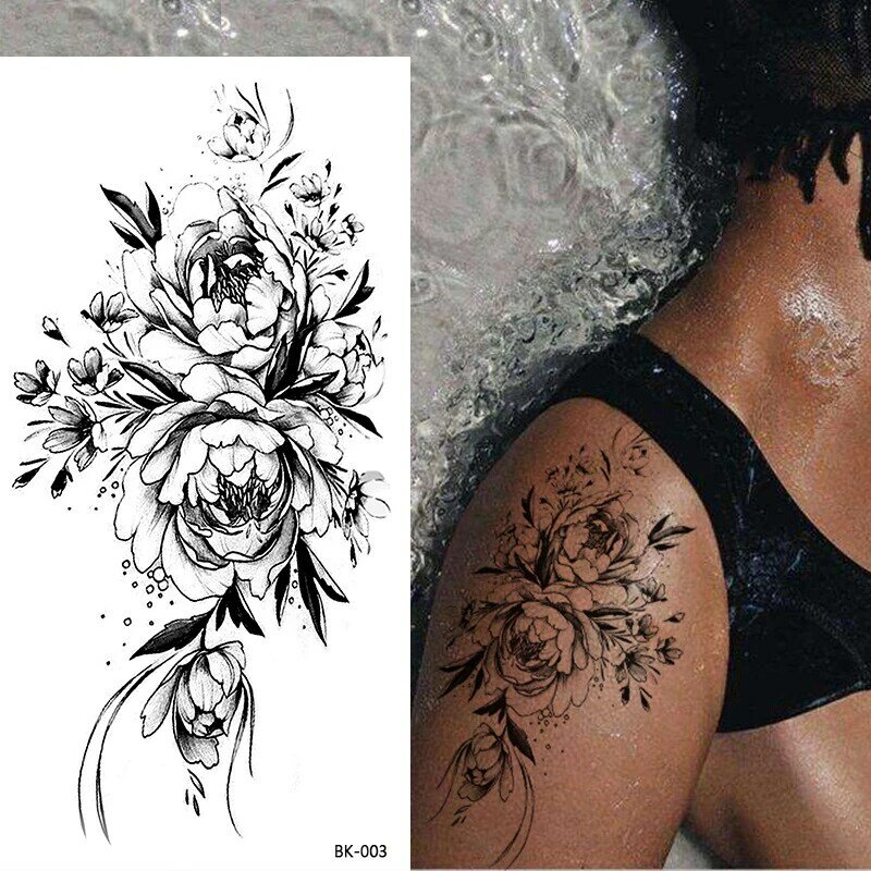 Temporária & Removível Rosa Flor Pele Tatuagem Adesivos Blossom Flase Tatuagens para Corpo Apart Leg Arms Pescoço Voltar Flor Tatuagens