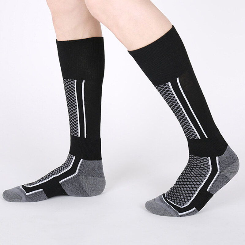 Stoking hangat uniseks Pria Wanita, kaus kaki olahraga sarung tangan termal wol mengurangi tekanan berbentuk bergaris