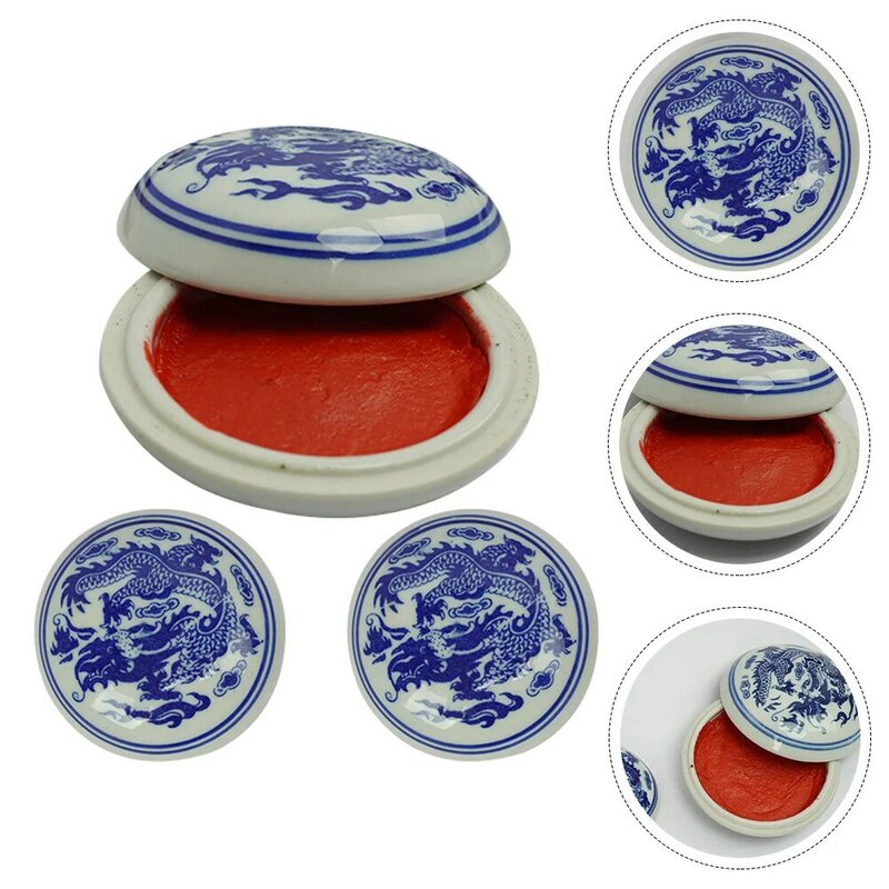 Ink Pad Inkpad Calligraphy Chinese Painting Red Seal Paste Ceramic Pads Box Yinnistamp Artwork Craft Vermilion Usefingerprint