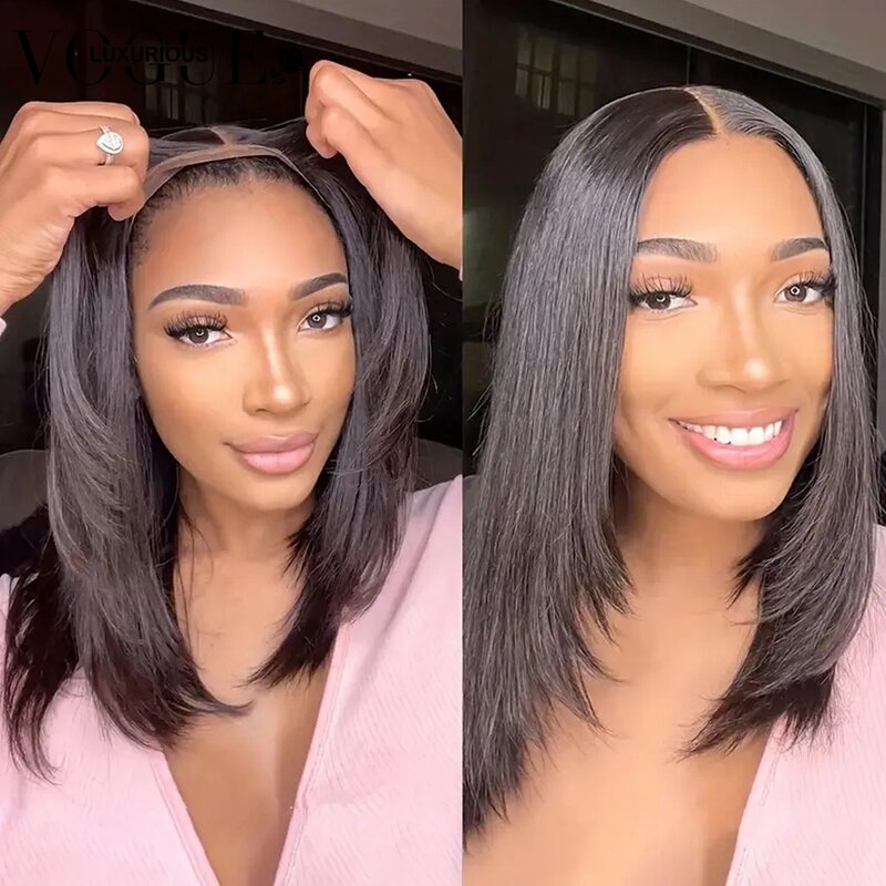 4x4 Lace Closure Glueless Natural Color Wig Pre-plucked Brazilian Remy On Sale Human Hair Wigs Inspired Layer With Curtain Bangs