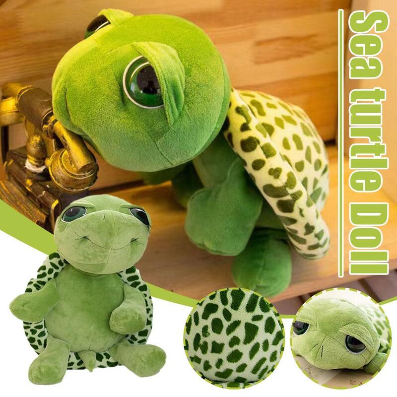 Almohada de peluche de tortuga de ojos grandes para niños, Animal de mar suave verde de felpa de juguete, regalo de cumpleaños y Navidad, 20cm, K B8b1