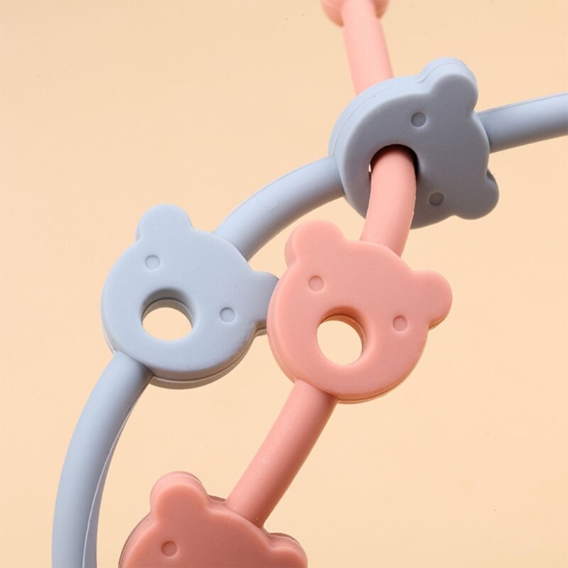 Chupete cadena oso silicona ajustable para evitar pérdida cadena, mordedor seguro para bebé, chupete para cadena