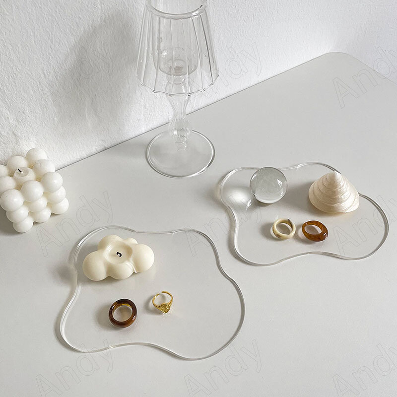 Plateau acrylique Art minimaliste moderne, organisateur de bijoux de chambre à coucher, thé de l'après-midi, bureau, plateaux à Dessert irréguliers, décoration de la maison