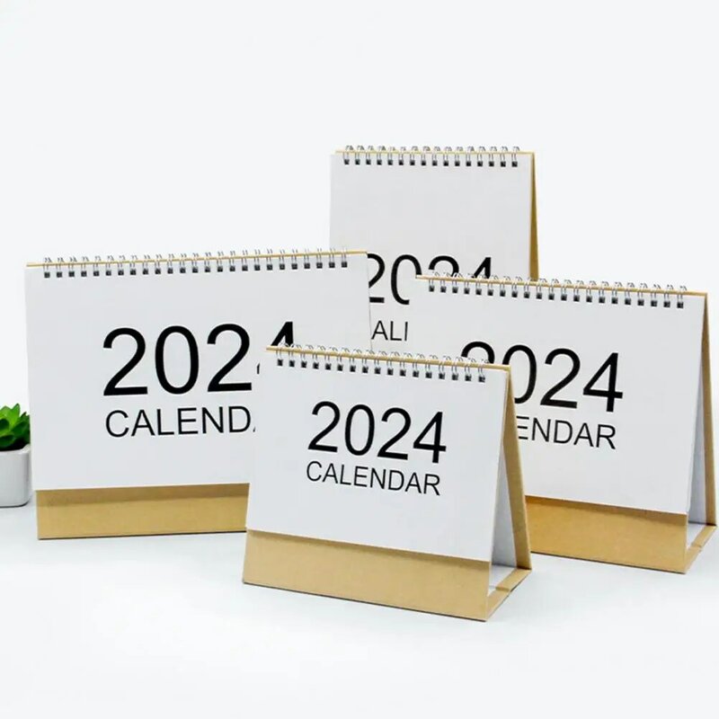 Kalender meja 2024, kalender Mini berdiri-up desain Flip-top tanda acara rumah sekolah kantor kalender Mini