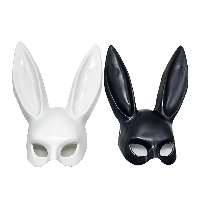 ชุดหน้ากากกระต่ายกระต่ายหูกระต่ายสีดำขาวของตกแต่งงานฮาโลวีนปาร์ตี้คอสเพลย์