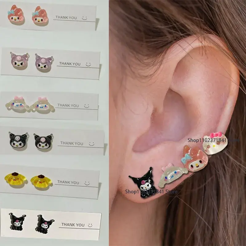HelloKittys Melodys Cinnamorolls Charm Earrings for Women Girls Creative Delicate Pearl Wedding Jewelry Cartoon Gifts Earrings