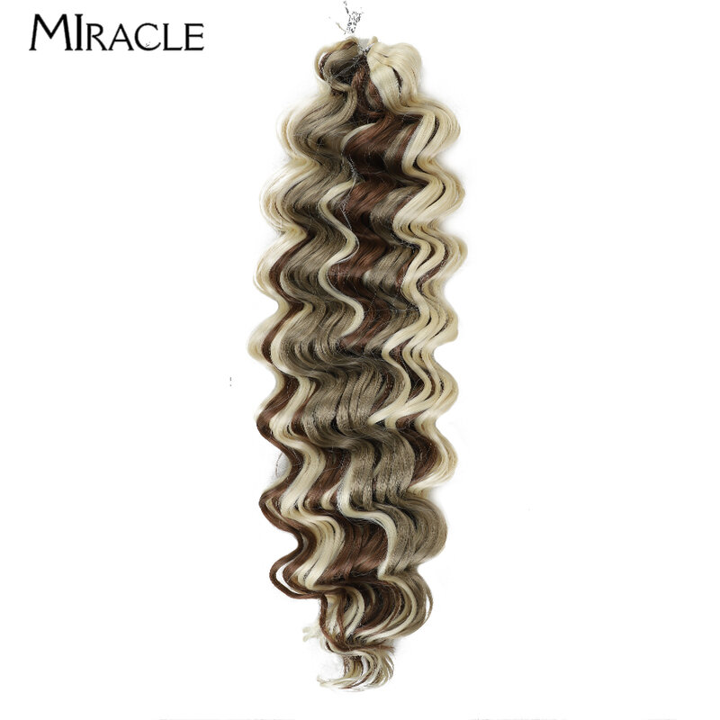 MIRACLE-extensiones de cabello de ganchillo, mechones de pelo trenzado de onda profunda, trenzas sintéticas de ganchillo, cabello falso de onda de agua, 30 pulgadas, 70CM